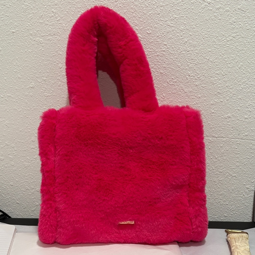 Skinny dip  Pink Faux Fur Handbag tote